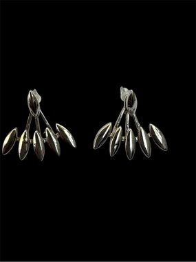 Jacket Earrings- 2 Piece Silver Tone Spike Design. Like New!